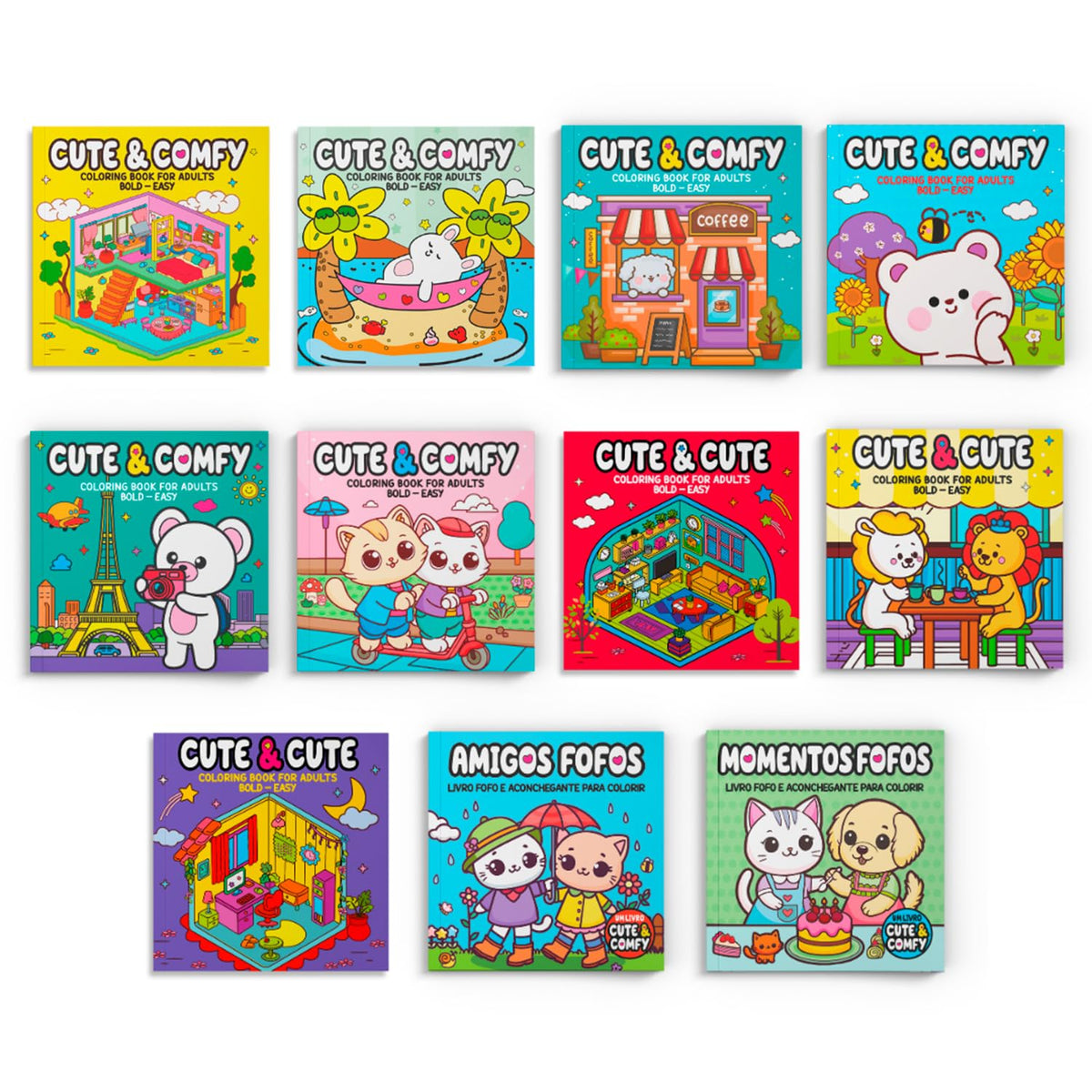 11 Livro de Colorir Cute & Comfy Capa Dura com Laminação