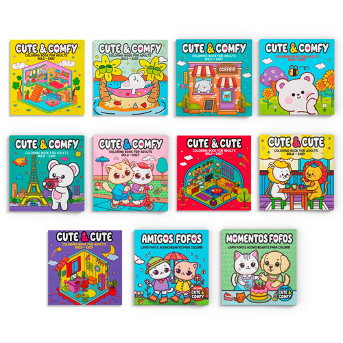 11 Livro de Colorir Cute & Comfy Capa Dura com Laminação