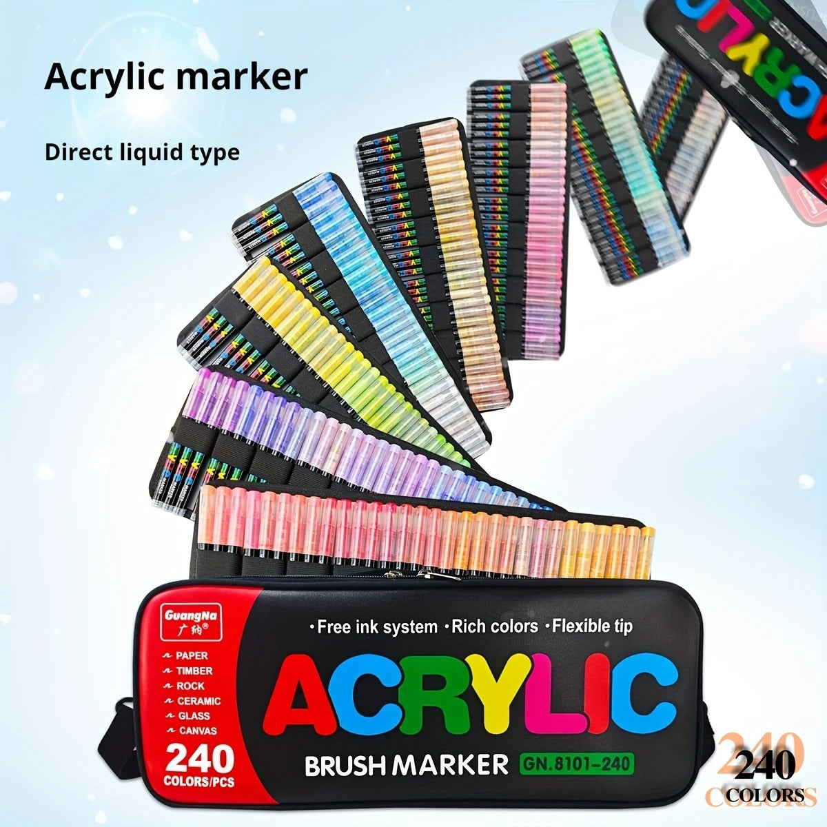 Kit de Canetas Acrylic Premium 240 Cores Bolsa organizadora + 3 Livro Bobbie Goods