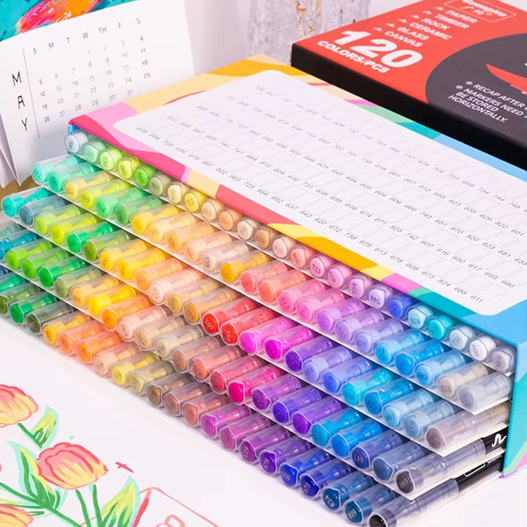 Kit de Canetas Acrylic Premium 12 Cores + 3 Livro Bobbie Goods