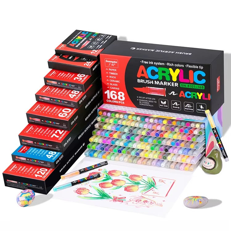 Kit de Canetas Acrylic Premium 12 Cores + 3 Livro Bobbie Goods