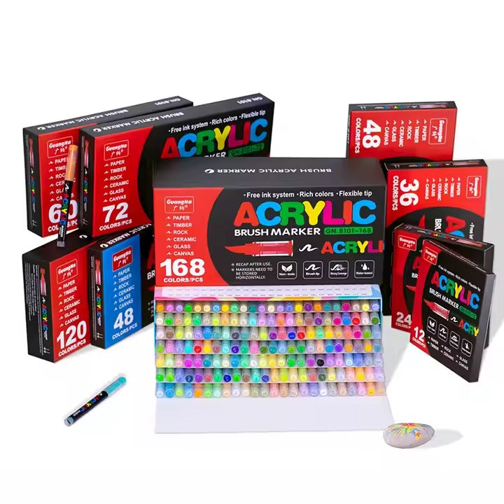 Kit de Canetas Acrylic Premium 12 Cores + 3 Livro Bobbie Goods